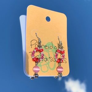 Handmade Red/Pink Dangle Earrings <3